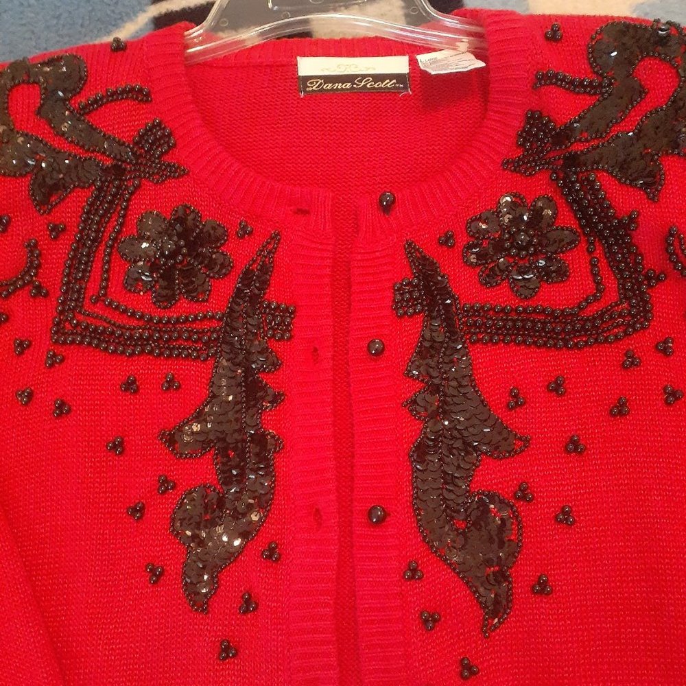 Dana Scott Vintage Sequined & Beaded Sweater